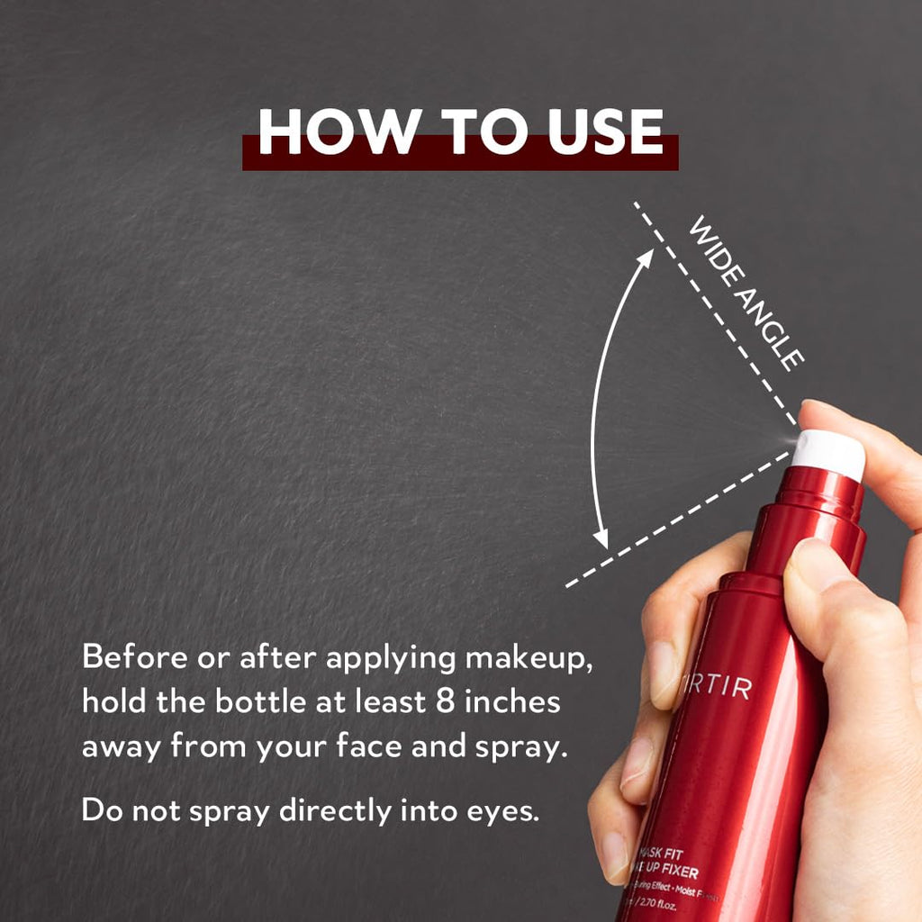 TIRTIR Waterproof Setting Spray – 24 Hour Long Lasting Fix, Sweatproof Water Resistant Makeup Finisher – Ethanol Free, Semi Matte Finish for Oily Skin – Korean Makeup Fixer