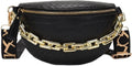 Thick Chain Women's Fanny Pack Plaid leather Waist Bag Shoulder Crossbody Chest Bags Luxury Designer Handbags Female Belt Bag