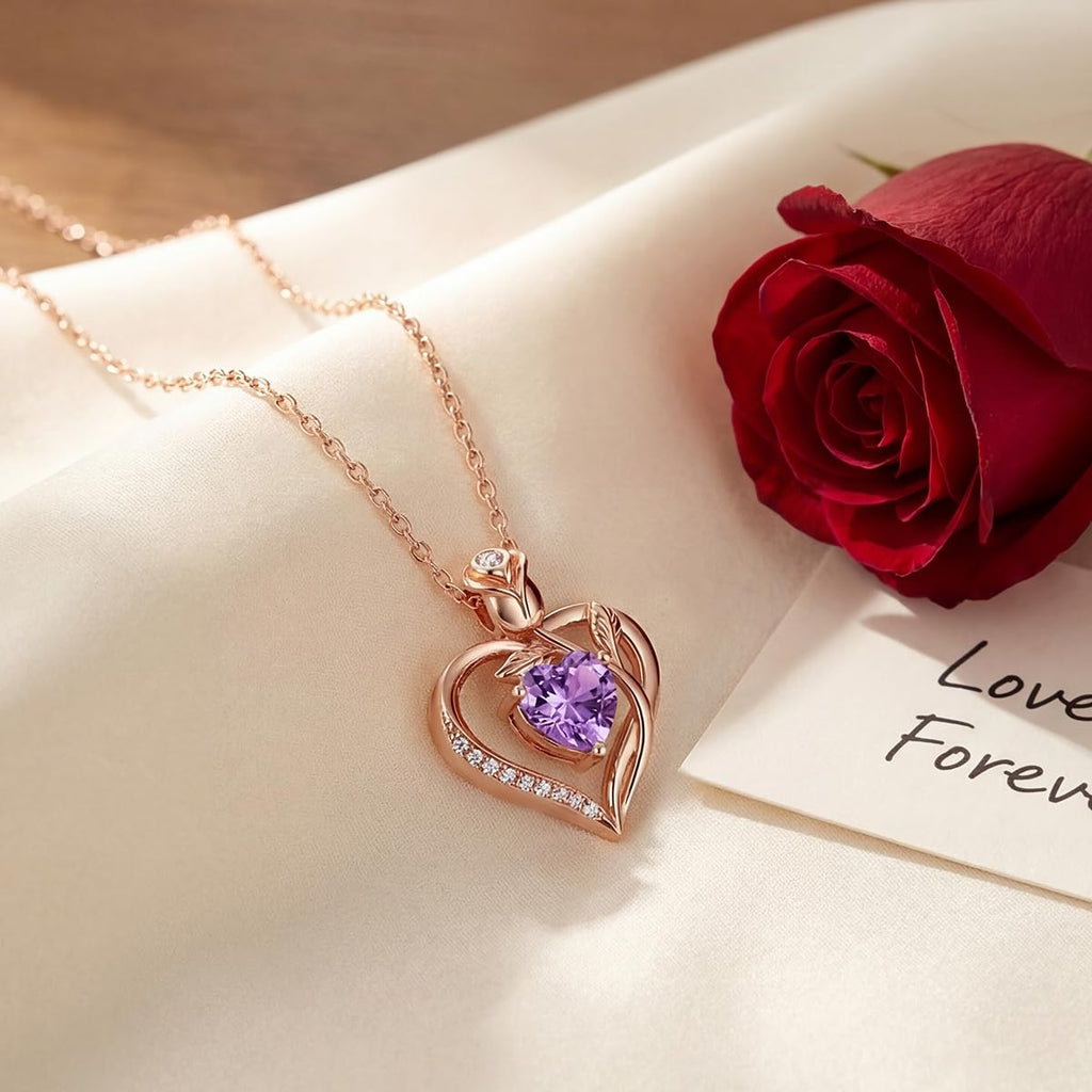 Women's Heart Pendant Necklace – 1.2CT Moissanite or Lab-Grown Sapphire, Ruby & Emerald