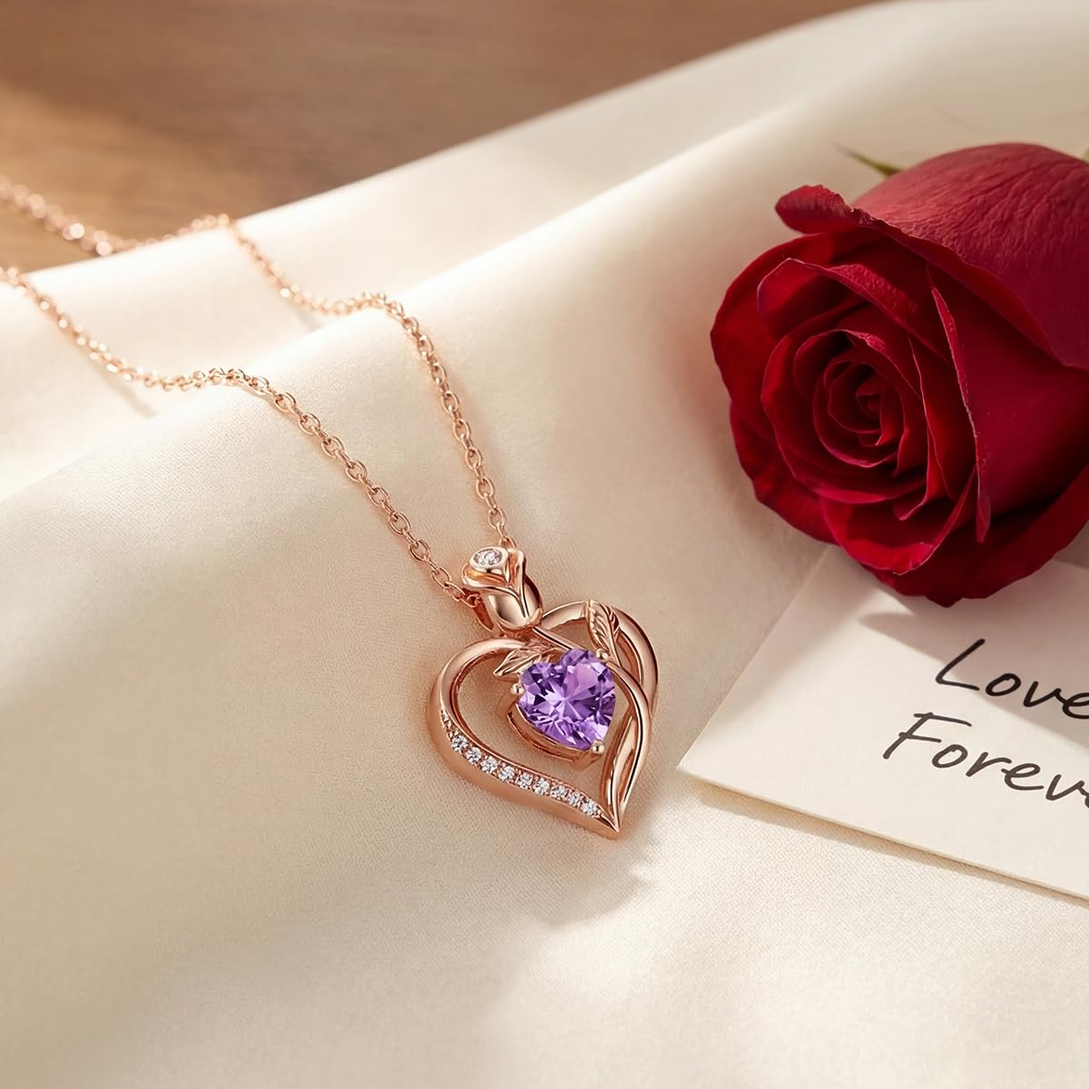 Women's Heart Pendant Necklace – 1.2CT Moissanite or Lab-Grown Sapphire, Ruby & Emerald