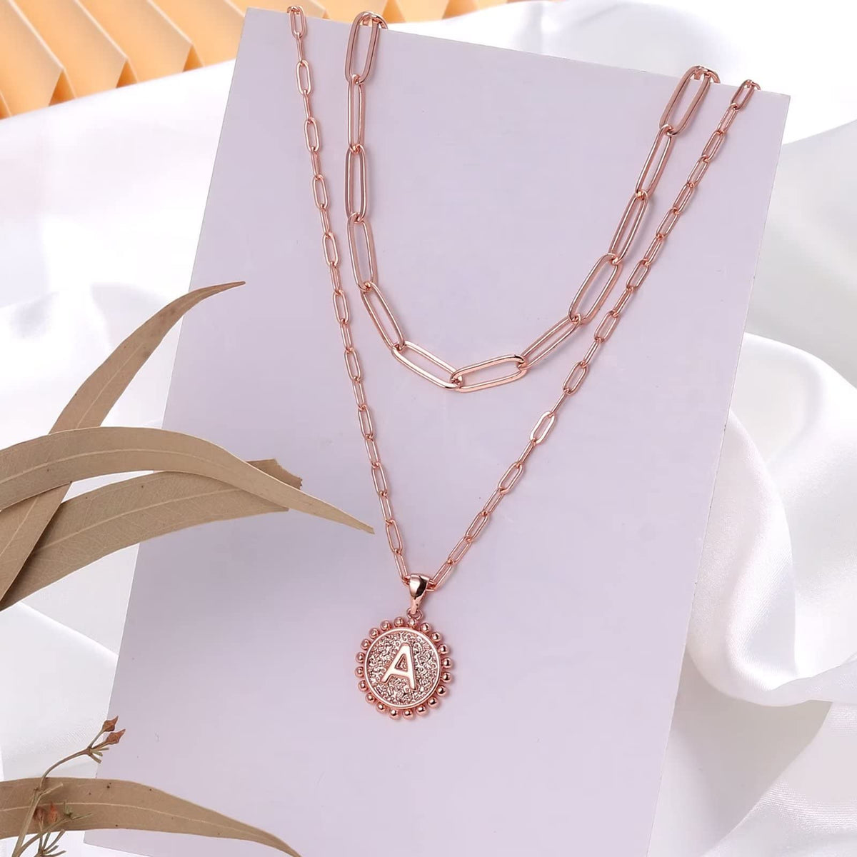 Yoosteel Layered Initial Necklaces for Women Trendy - 14K Gold-Plated Dainty Layering Paperclip Chain Coin Initial Necklace Jewelry Gifts for Women Mom Wife Teen Girls