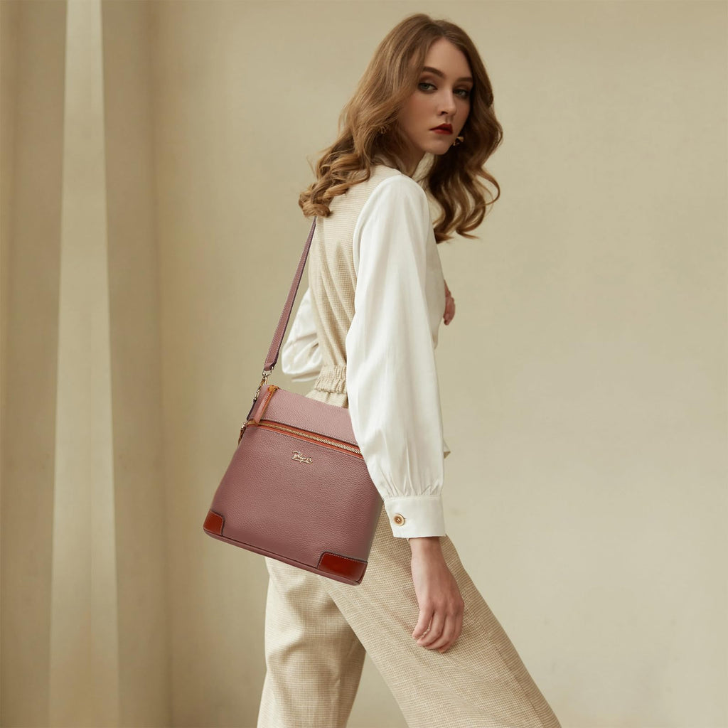 BOYATU Leather Crossbody Bag for Women: Designer Shoulder Purse for Travel - Trendy Genuine Leather Handbag for Everyday
