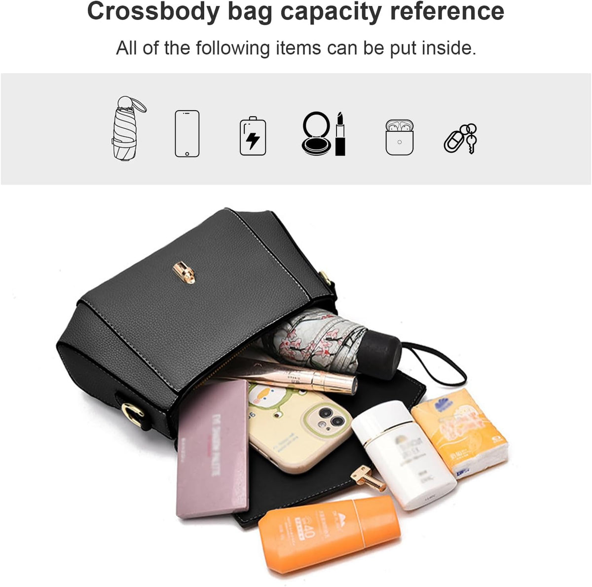 imeetu Crossbody Bags for Women, Leather Shoulder Bag, Purses and Handbags | Genuine Leather Womens Crossbody Purse, Structure Shoulder Purse with Top Handle & 2 Straps for 3 Styles, Travel, Daily, Gift