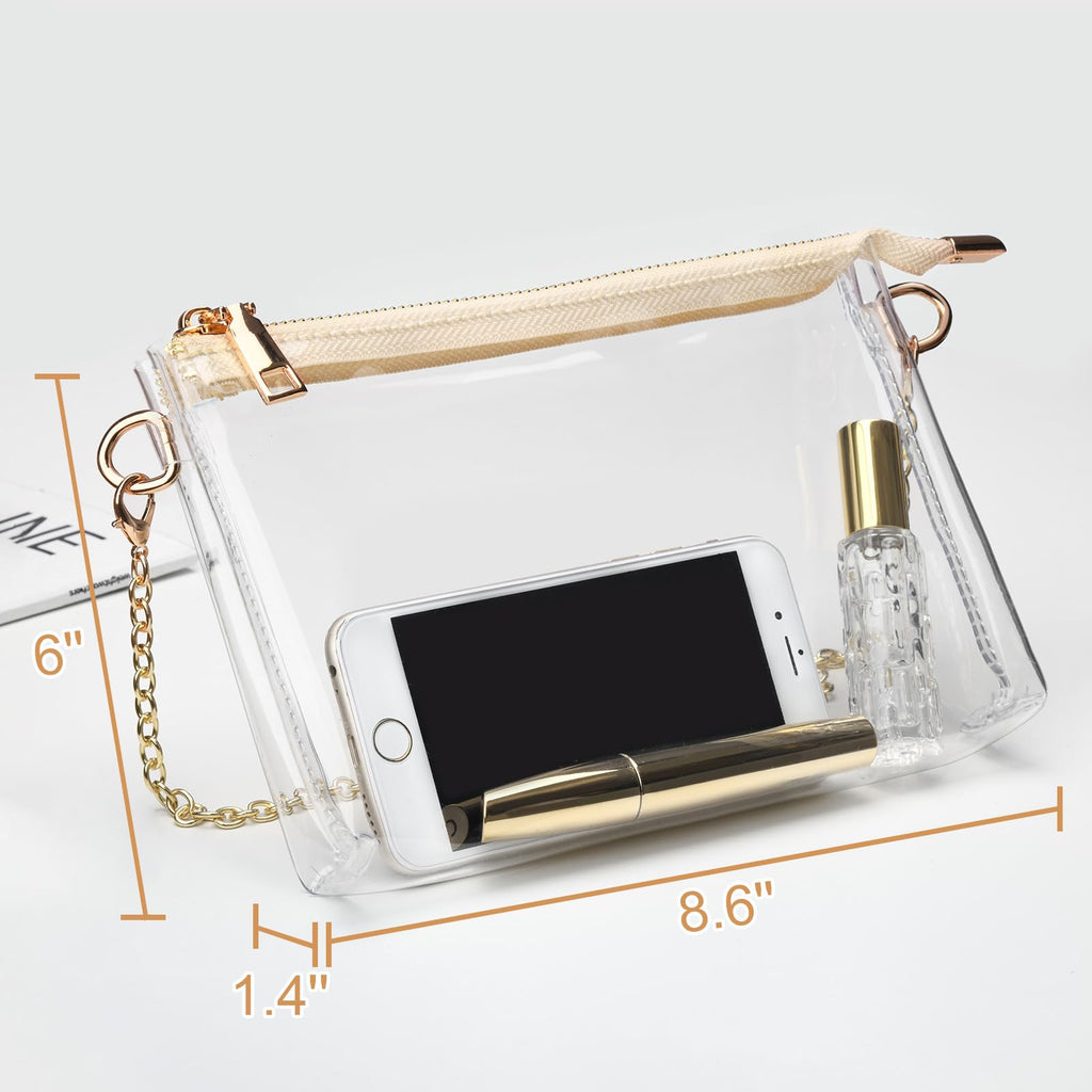 BS-VOG Clear Purse for Women - Stadium Approved Small Crossbody Bag with Zipper, Clear Stadium Bag for Concerts, Sports