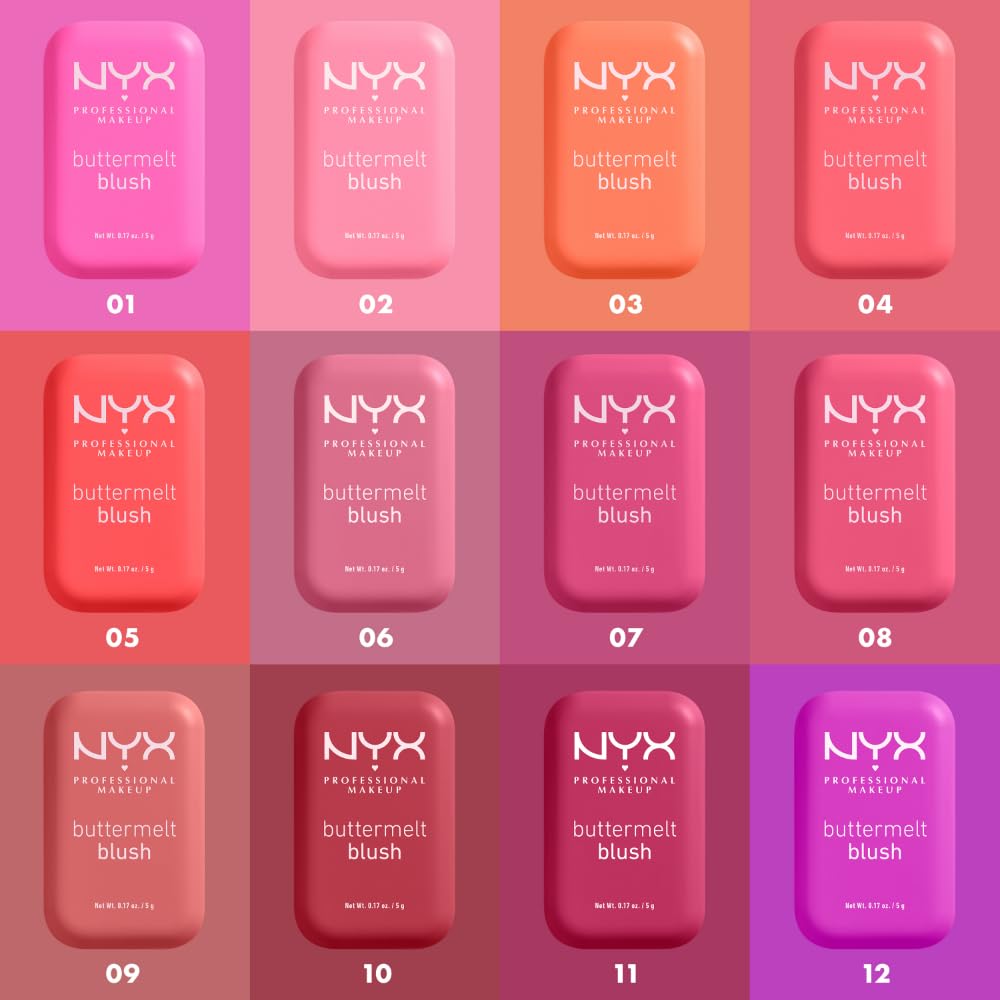 NYX PROFESSIONAL MAKEUP Buttermelt Powder Blush, Fade and Transfer-Resistant Blush, Up to 12HR Make Up Wear, Vegan Formula - For The Butta