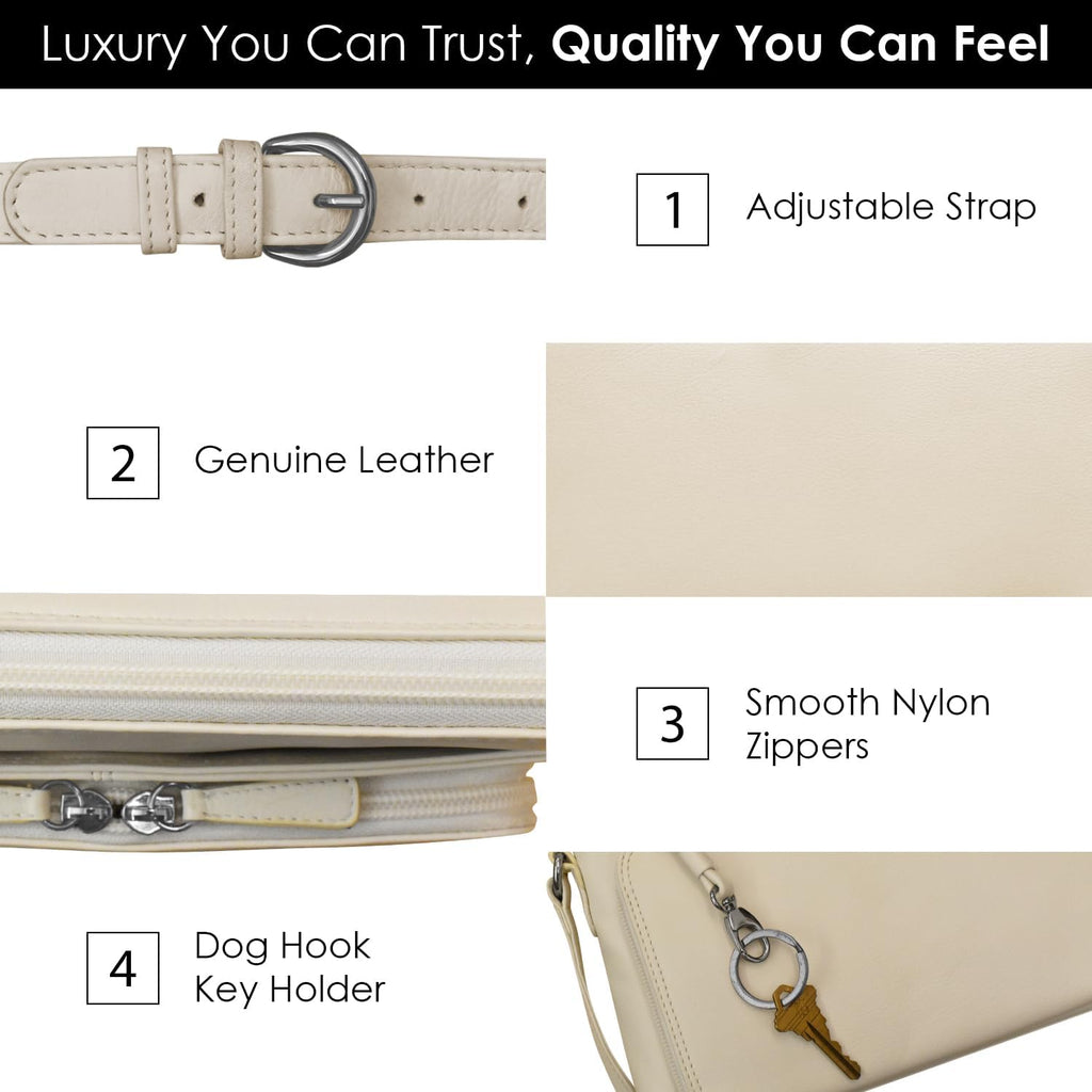 ili New York Genuine Leather Crossbody Bags for Women - Premium RFID Blocking Shoulder Bag Organizer with Adjustable Strap