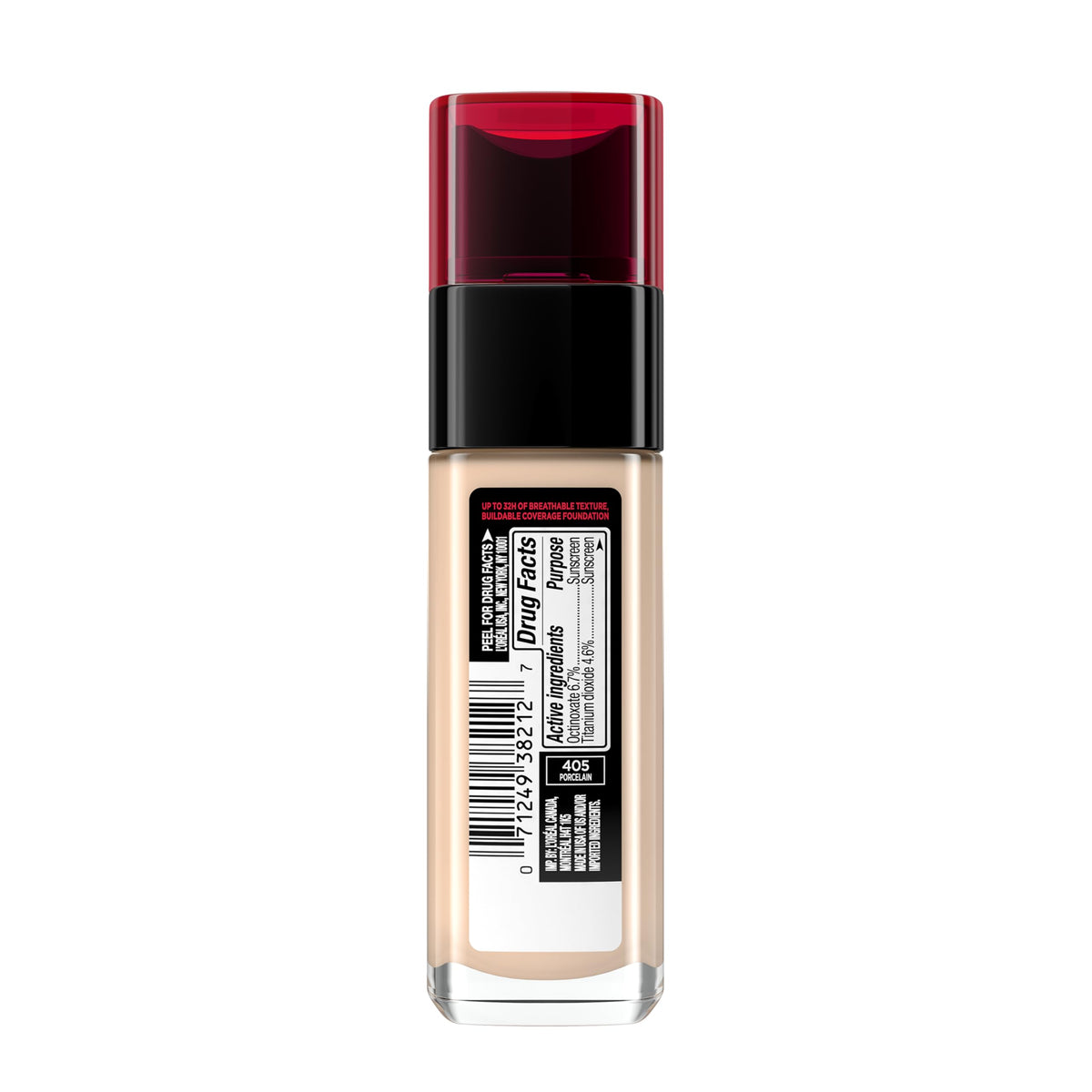 L'Oreal Paris Makeup Infallible Up to 32 Hour Fresh Wear Lightweight Foundation, 405 Porcelain, 1 Fl Oz, Packaging May Vary