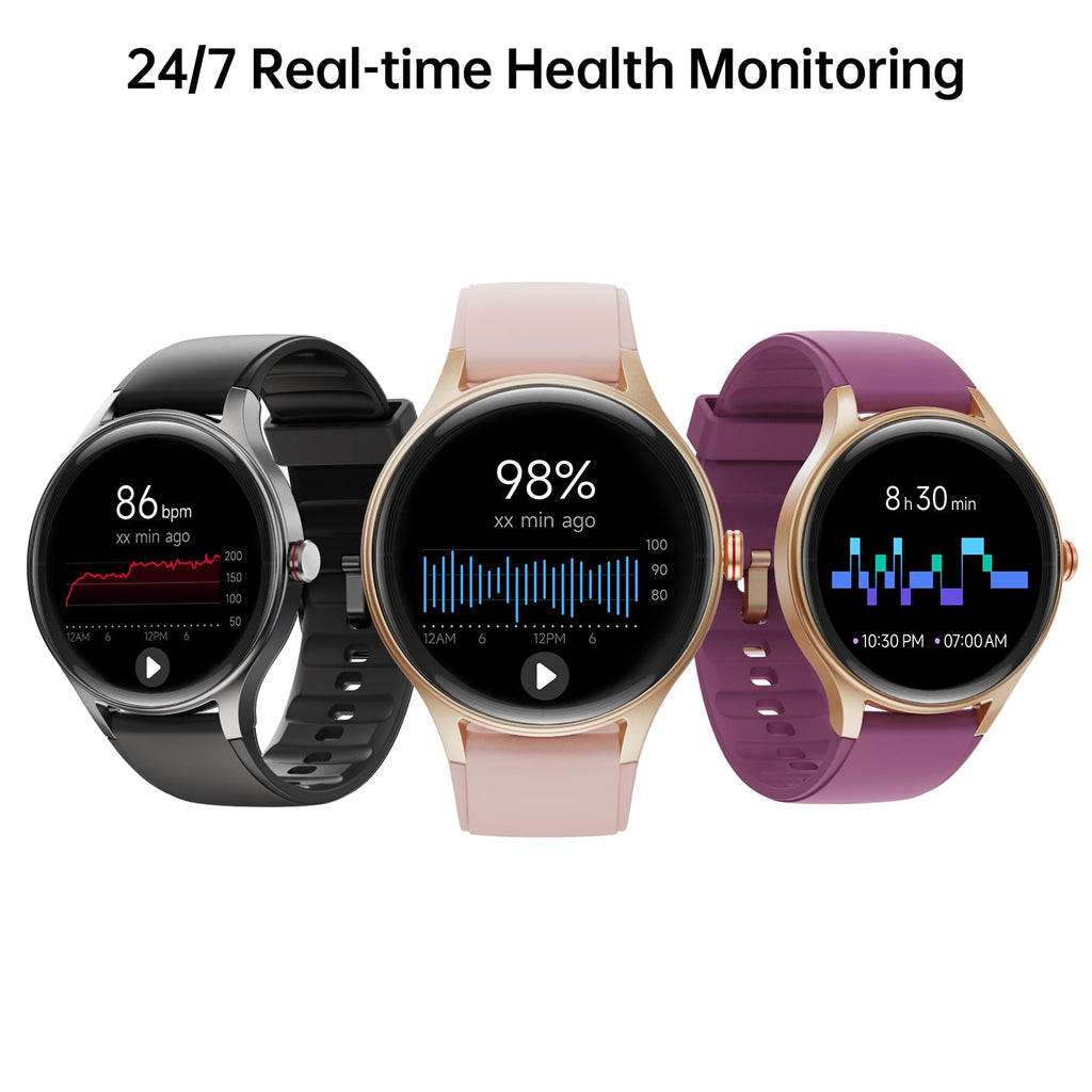 Woneligo Smart Watch for Women,1.57inch AMOLED Touchscreen Fitness Watch for iPhone & Android,Heart Rate/Sp02/Sleep Monitor,110+ Sport Modes IP68 Waterproof Bluetooth Calls,2 Bands (Pink, 1.57)