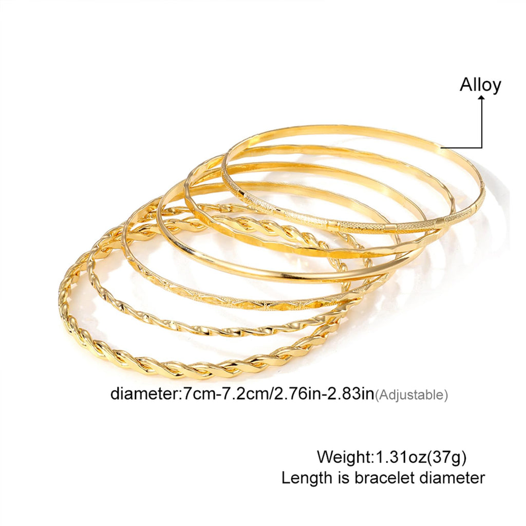 IFKM Gold Bangle Bracelets For Women, 14k Gold Plated Multi Layer Stackable Cuff Bracelet Set, Trendy Elegance Charms Non Tarnish Minimalist Textured Boho Jewelry Gift for Women