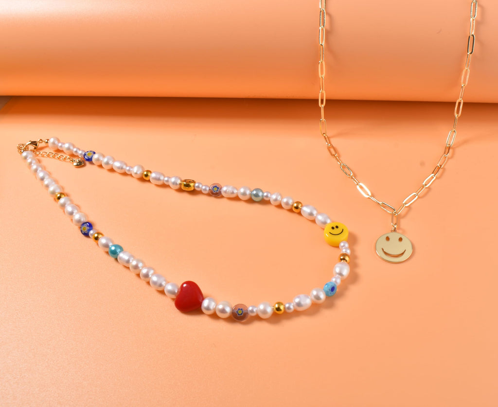 Natural Freshwater Pearl Fun Flirty Beaded Choker Necklace Handmade Summer Boho Jewlery Gifts for Women Teen