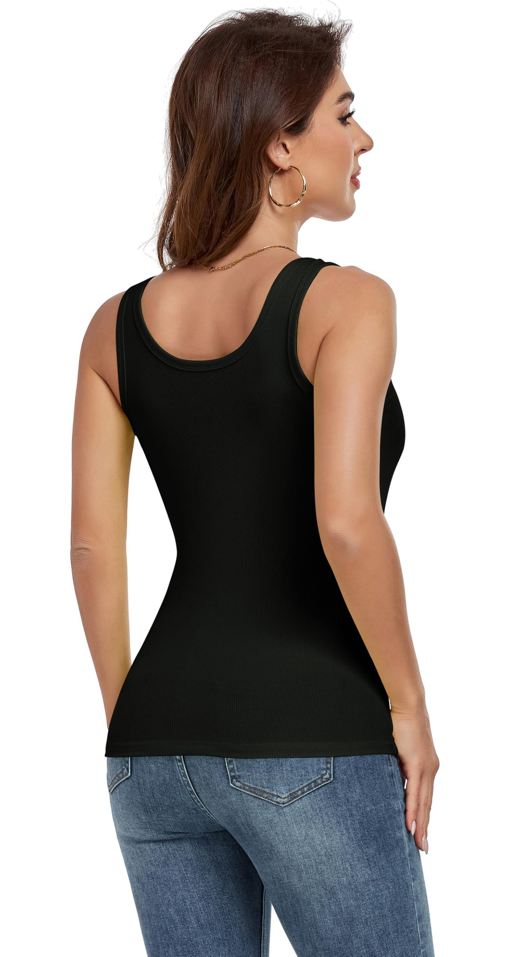 AUHEGN Workout Tank Tops for Women â€“ Soft Ribbed Scoop Neck Camisole Casual & Activewear, Summer Tank Top Fluorescent Green Large