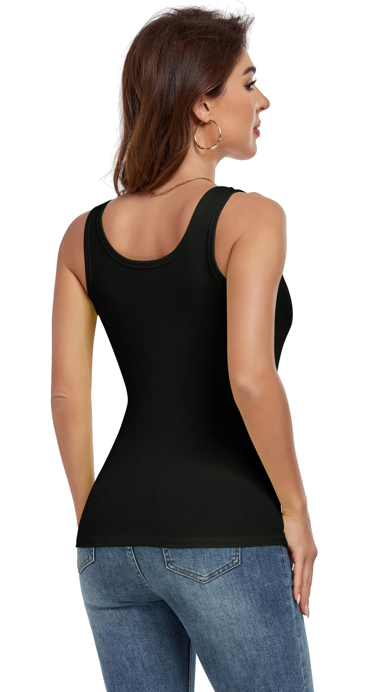 AUHEGN Workout Tank Tops for Women â€“ Soft Ribbed Scoop Neck Camisole Casual & Activewear, Summer Tank Top Fluorescent Green Large