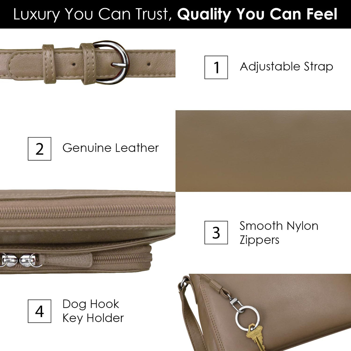 ili New York Genuine Leather Crossbody Bags for Women - Premium RFID Blocking Shoulder Bag Organizer with Adjustable Strap