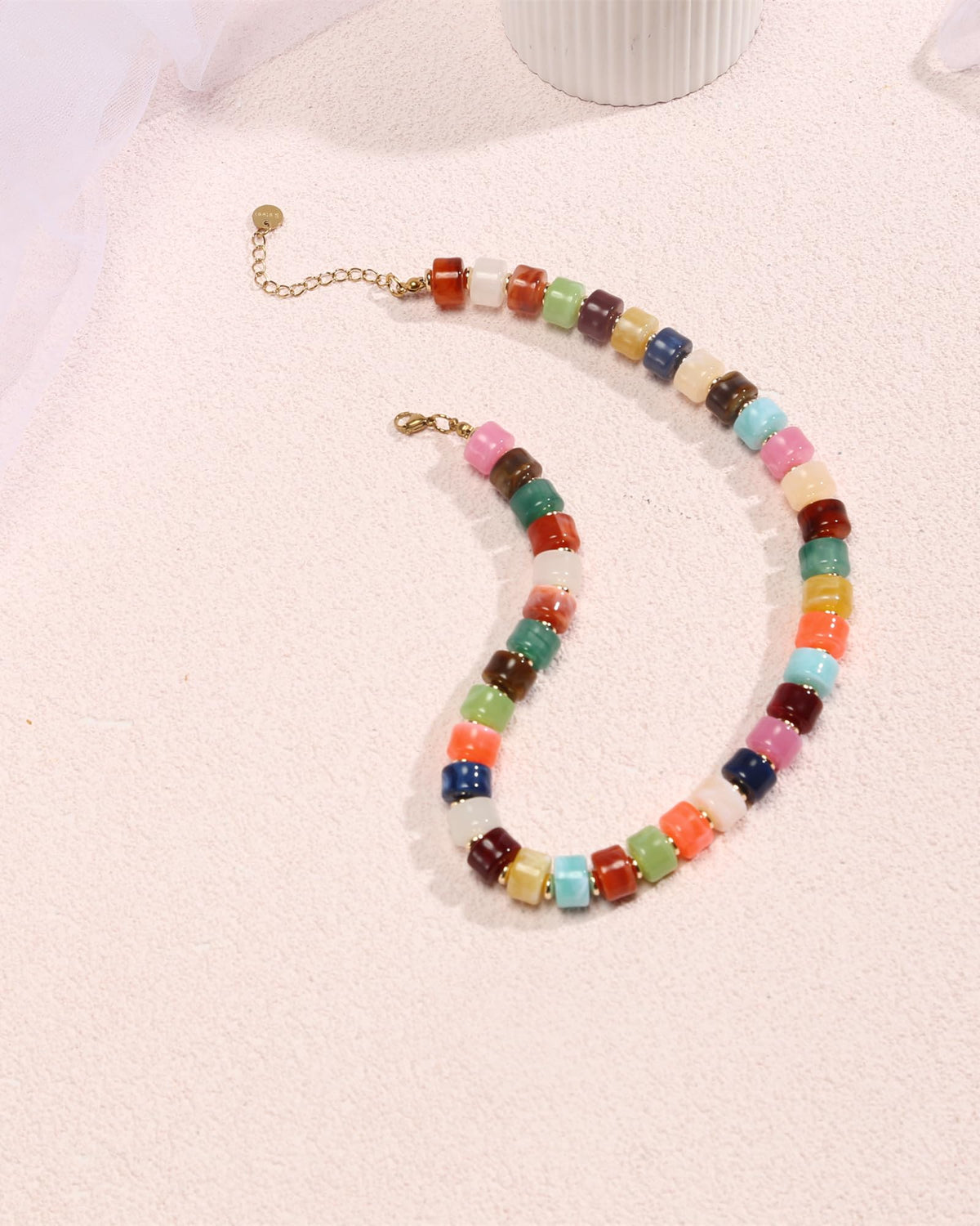 Chunky Beaded Statement Necklace for Women Trendy Colorful Boho Resin Bead Choker Necklaces Summer Handmade Jewelry Gifts Accessories