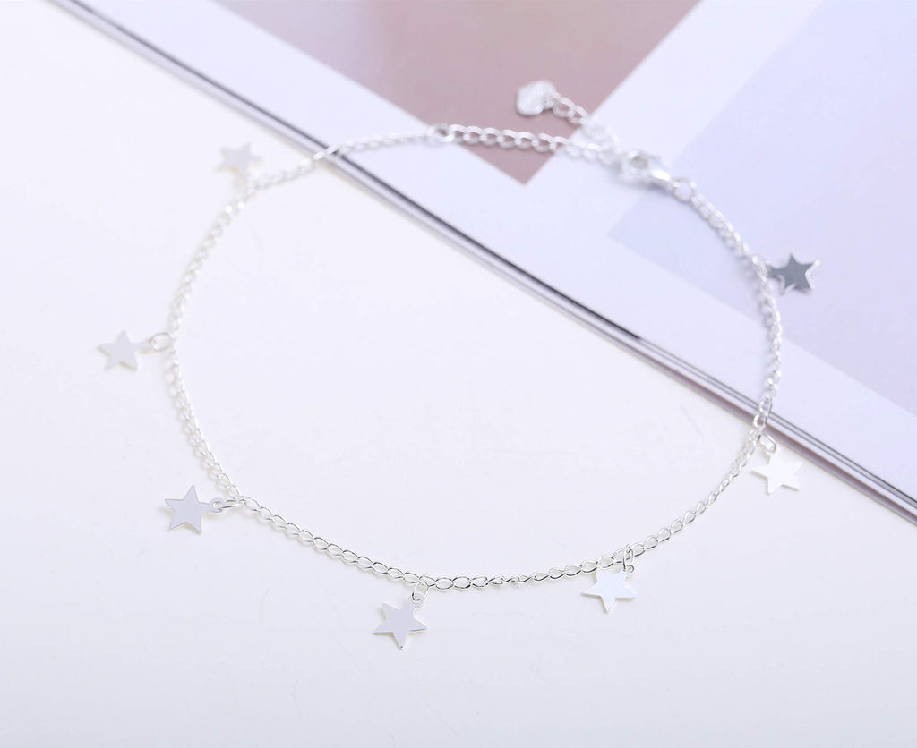 S.J JEWELRY Women Simple Delicate Full Moon 14K Gold Plated/Rose Gold/Silver Plated Layered Pendant Handmade Star Chokers Necklaces