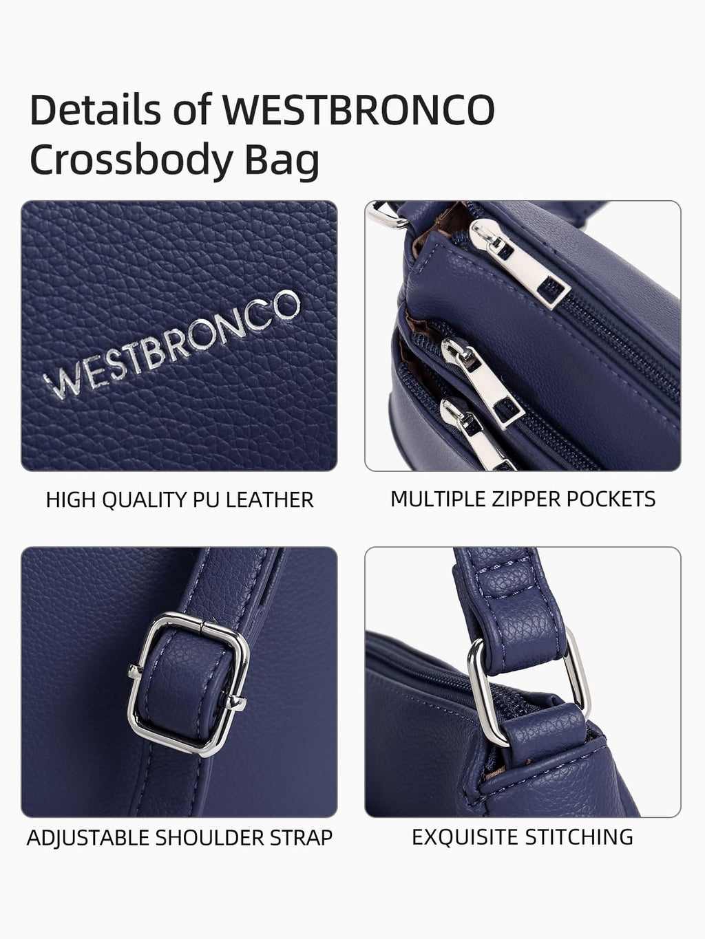 WESTBRONCO Crossbody Bags for Women, Medium Size Shoulder Handbags, Satchel Purse with Multi Zipper Pocket