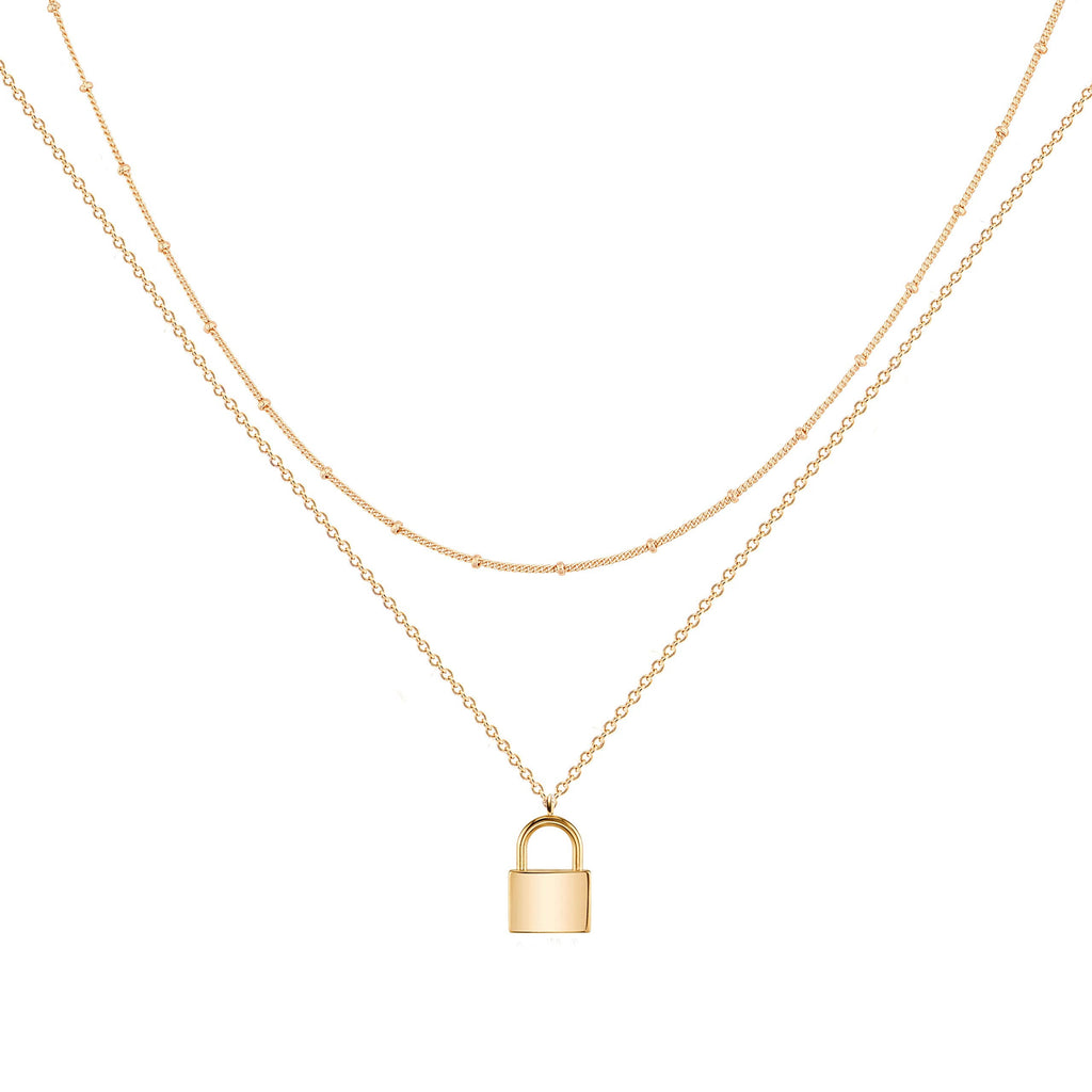 MEVECCO Layered Heart Necklace Pendant Handmade 18k Gold Plated Dainty Gold Choker Arrow Bar Layering Long Necklace for Women