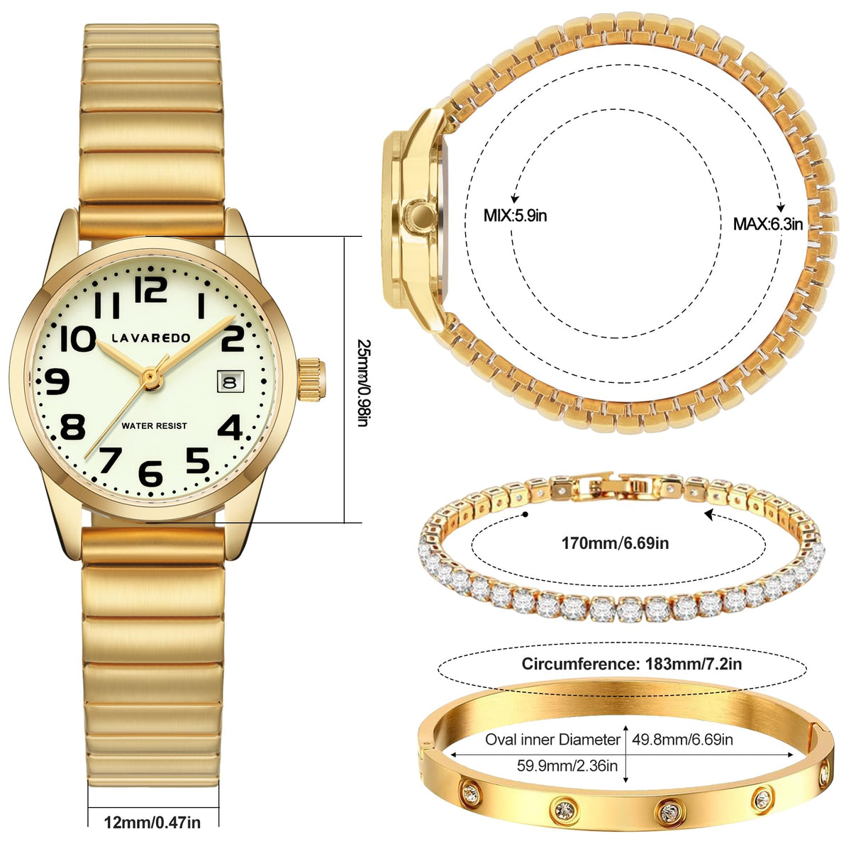 Elegant Gold Watches for Women Small Analog Watch, Waterproof Ladies Watches with Stainless Steel Expansion Band and Luminous Dial - Fashionable Christmas & Birthday Gifts for Women