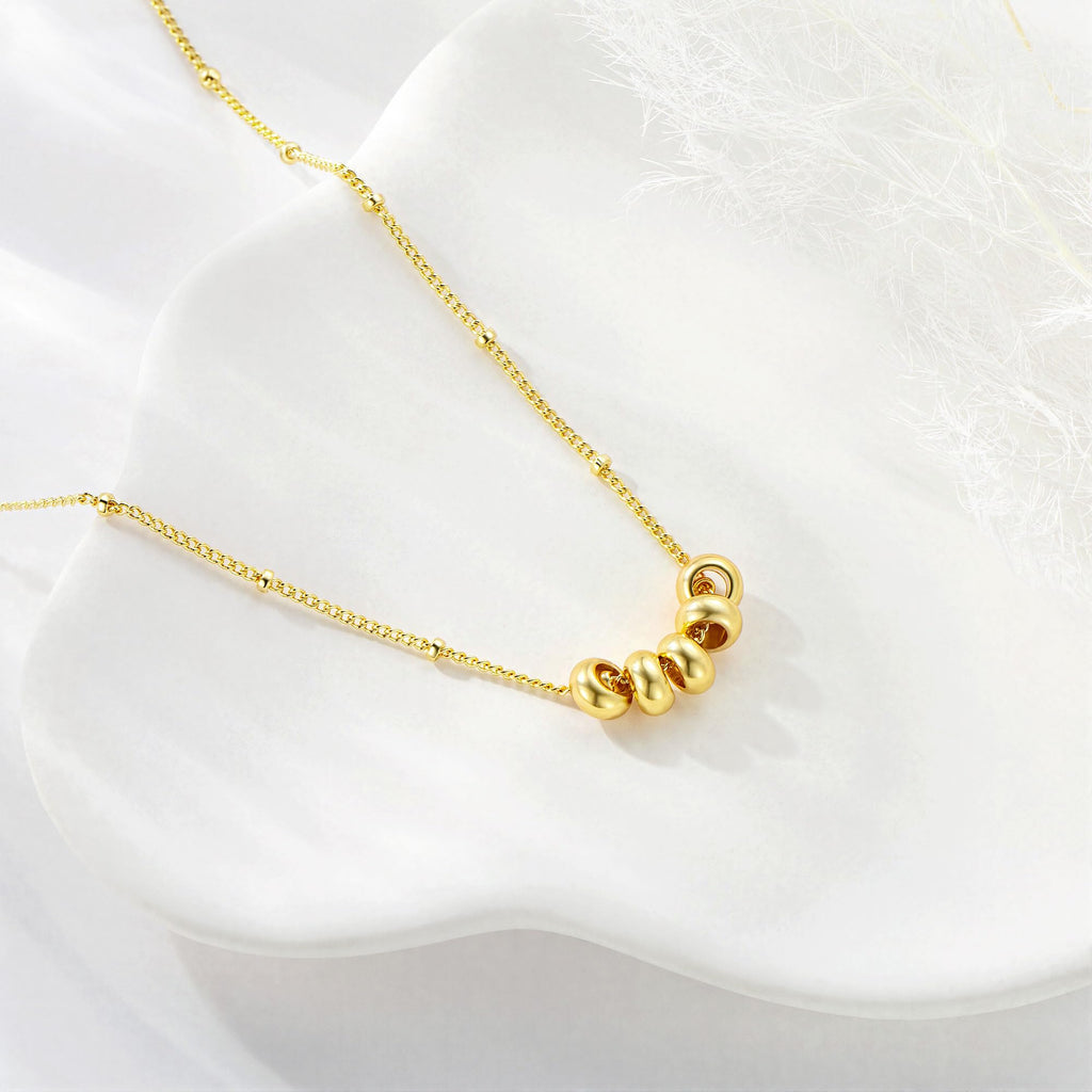 M MOOHAM Gold Necklace for Women Non Tarnish - Dainty 14K Gold Plated Beaded Chain Small Pendant Necklaces Simple Pearl Circle Beads Teardrop Pendant Necklace for Women Trendy Jewelry Gifts