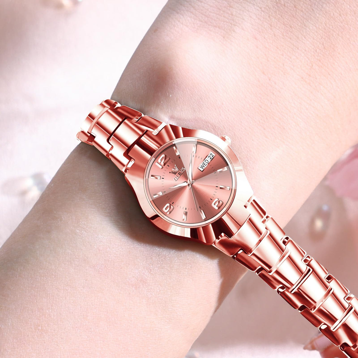 OLEVS Watch Women Luxury Dainty Vintage Square/Round Small Watches for Women Waterproof Stainless Steel Analog Women's Watches with Day Date Fashion Dress Easy Read Female Watch Reloj para Mujer