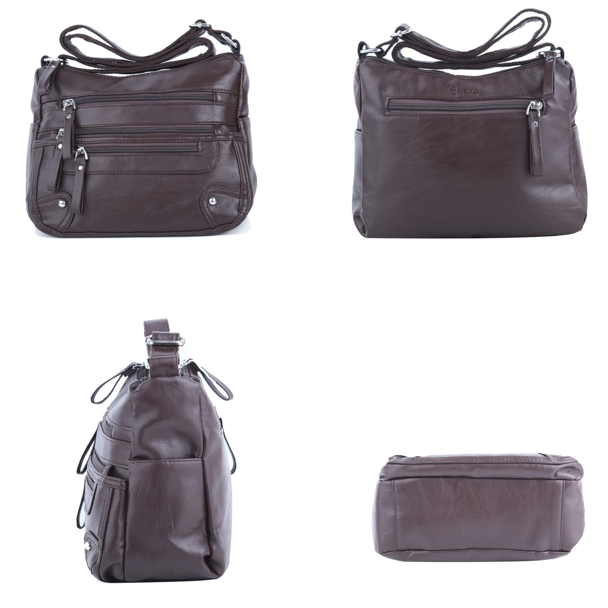 ELDA 10 Pockets Crossbody Purses for Women Medium Pocketbooks Lightweight Ladies Satchel Bag Multi Pocket Shoulder Handbag