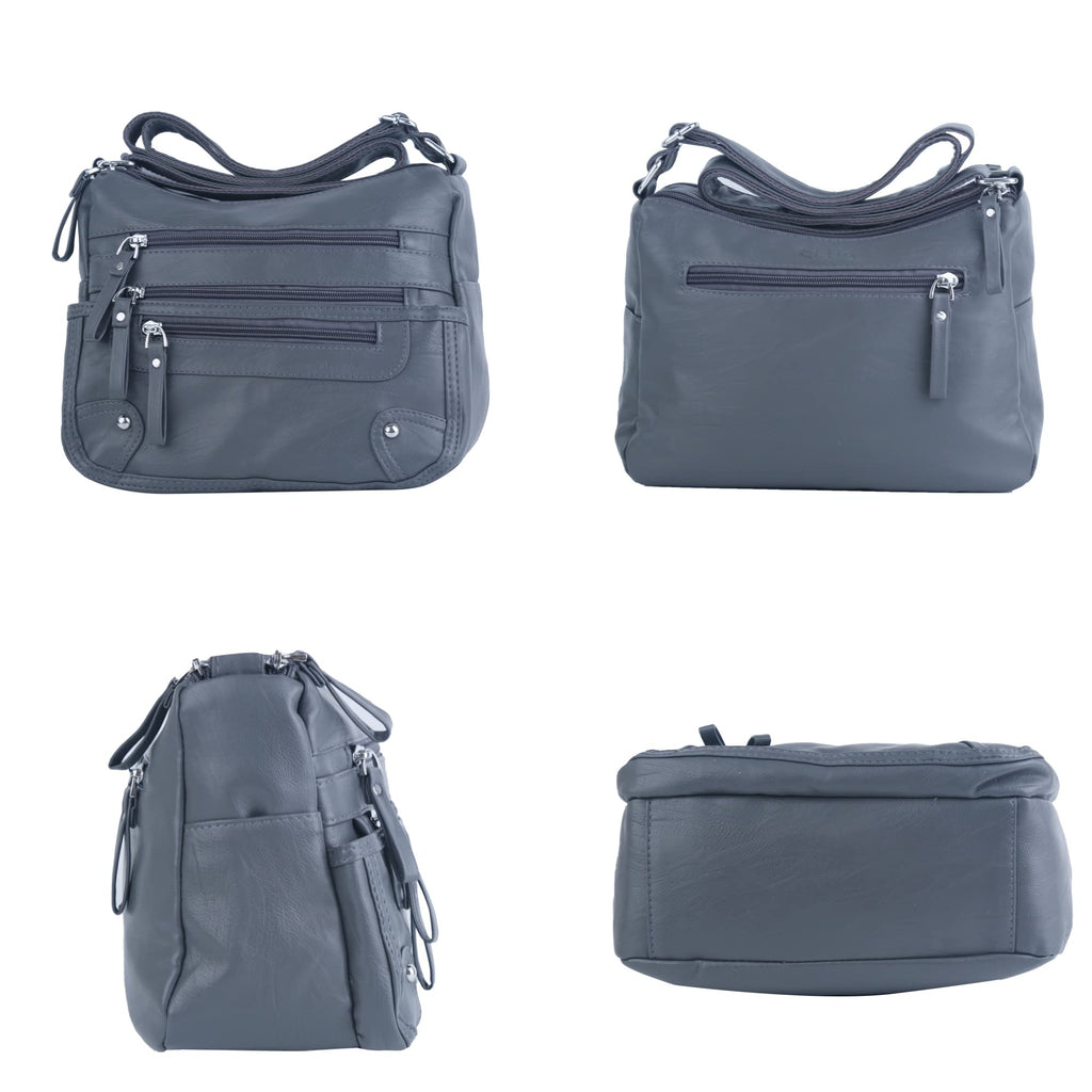 ELDA 10 Pockets Crossbody Purses for Women Medium Pocketbooks Lightweight Ladies Satchel Bag Multi Pocket Shoulder Handbag