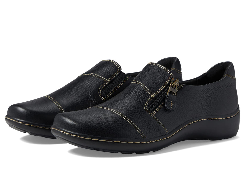 Clarks womens Cora Harbor Loafer, Black Leather, 9.5 USClarks womens Cora Harbor Loafer, Black Leather, 9.5 US