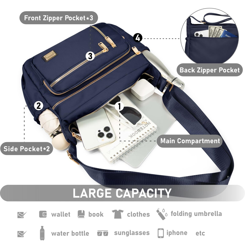 NPBAG Crossbody Bag for Women, Shoulder Purse Handbag Messenger Bag, Trendy Pocketbooks, Waterproof and Multi-Pockets