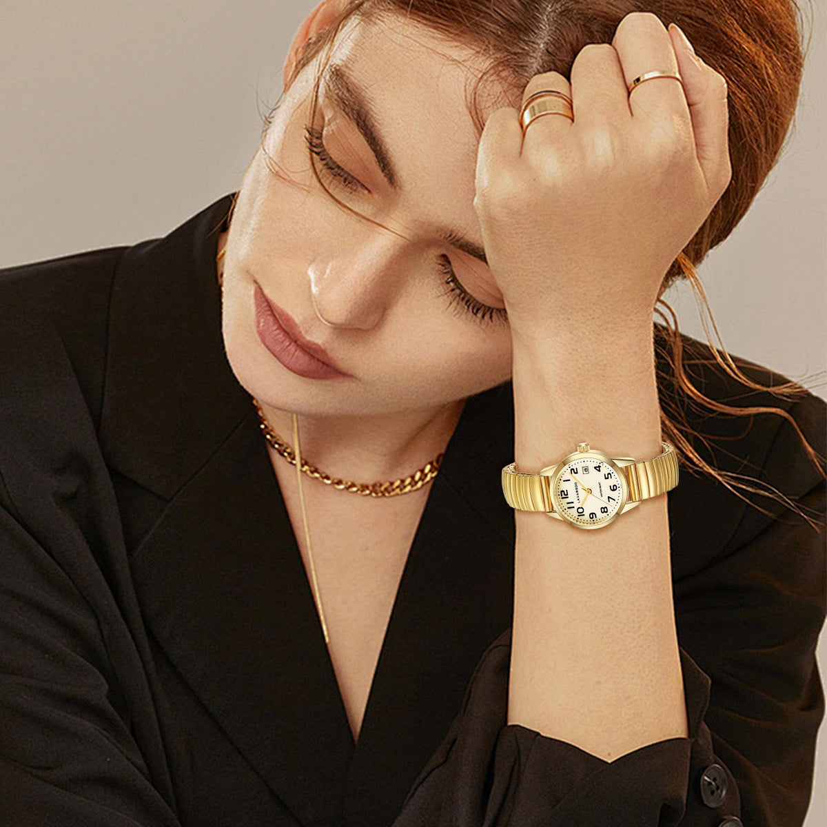 Elegant Gold Watches for Women Small Analog Watch, Waterproof Ladies Watches with Stainless Steel Expansion Band and Luminous Dial - Fashionable Christmas & Birthday Gifts for Women