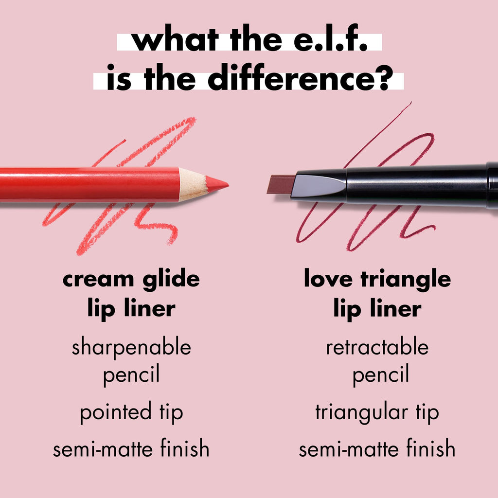e.l.f. Cream Glide Lip Liner, Highly-Pigmented Pencil For Shaping & Sculpting Lips, Semi-Matte Finish, Vegan & Cruelty-Free
