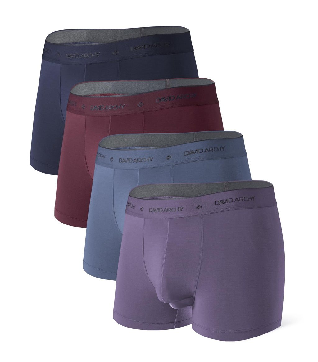 DAVID ARCHY Men's Underwear Modal Boxer Briefs Trunks Multi-Pack | Dual Pouch with Fly, Ultra Soft Second Skin Feel, Breathable Stretch Spandex, Anti Chafing, Daily Lounging Work Travel