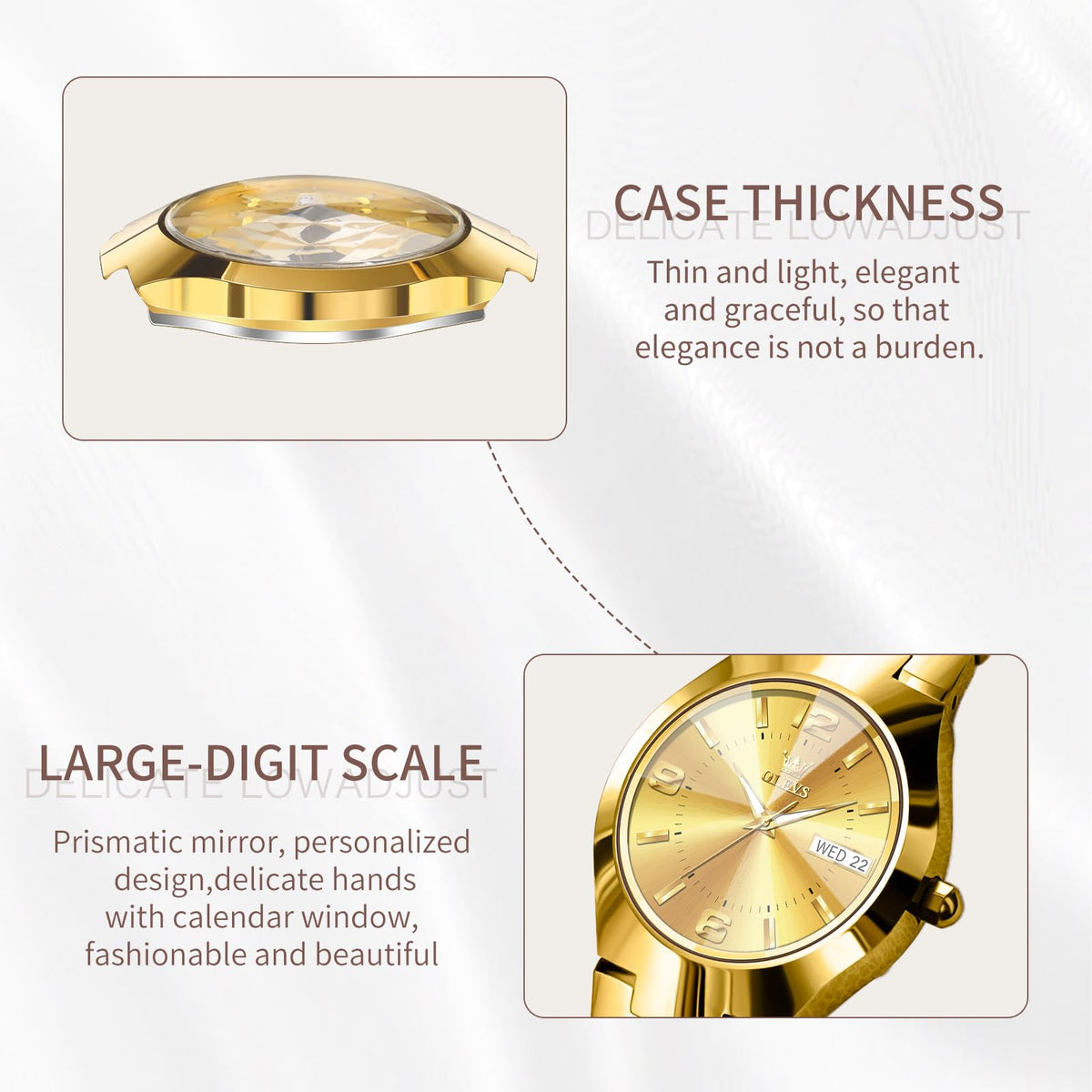 OLEVS Watch for Women Luxury Fashion Diamond Classic Arabic Dial Wrist Women's Watches with Date Waterproof Stainless Steel Quartz Ladies Watch