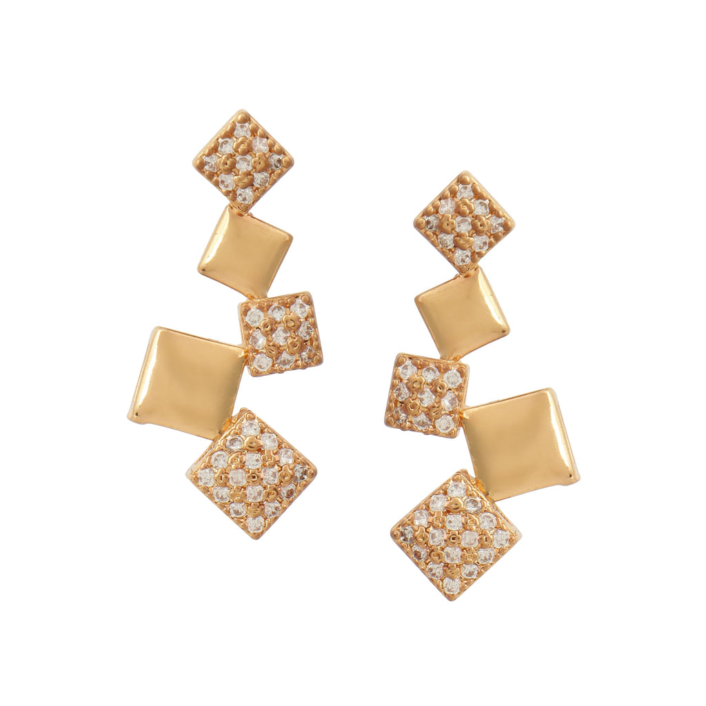 Nilu's Collection American Diamond Stone Studded | Rose Gold/Silver Plated | Anti Tarnish Jewellery Set for Women | Matching Earrings Perfect for Weddings and Special Occasions