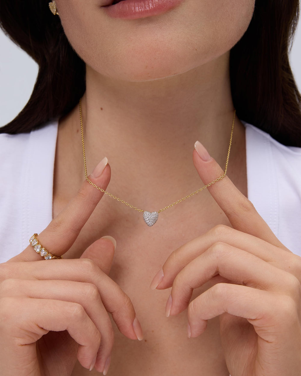 PAVOI 14K Gold Plated Cubic Zirconia Heart Necklace | Cute Dainty Love Pendant Necklaces for Women - Valentines Day Trendy Jewelry