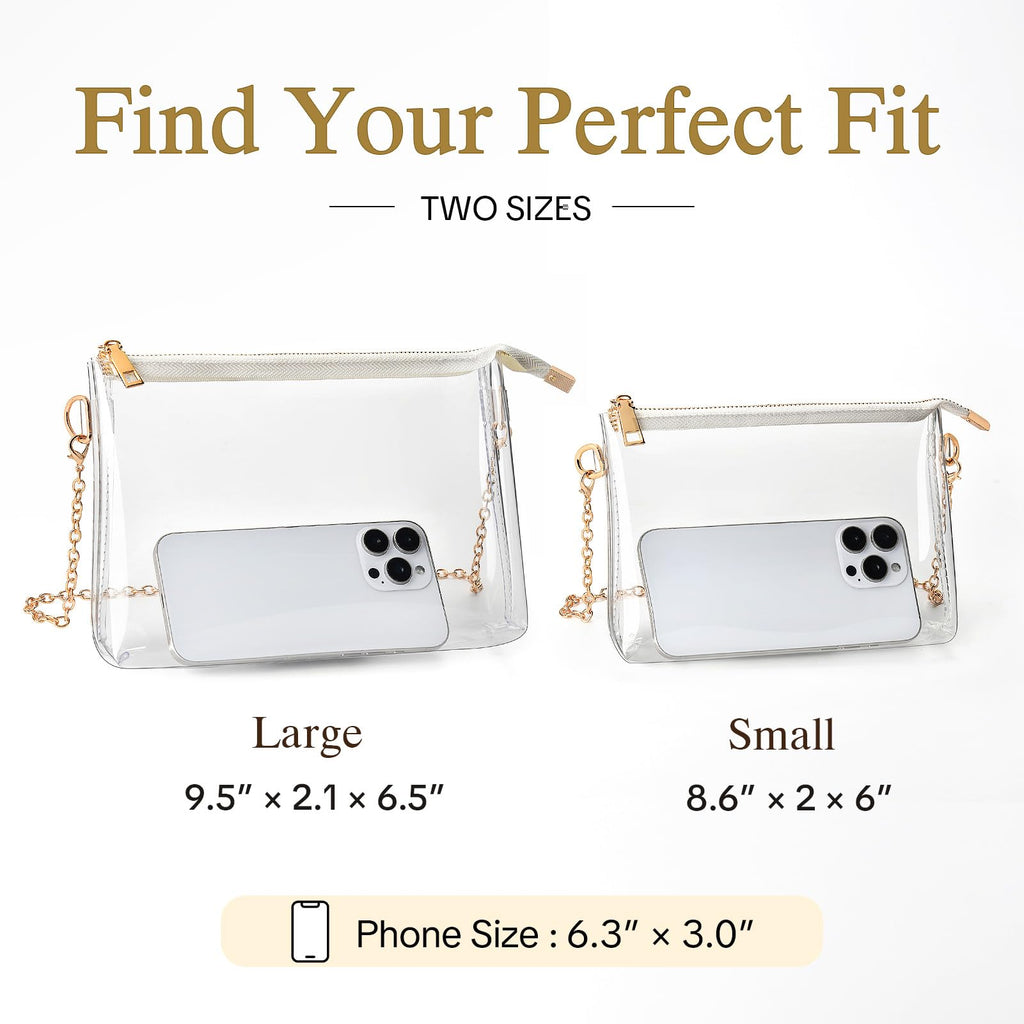 BS-VOG Clear Purse for Women - Stadium Approved Small Crossbody Bag with Zipper, Clear Stadium Bag for Concerts, Sports