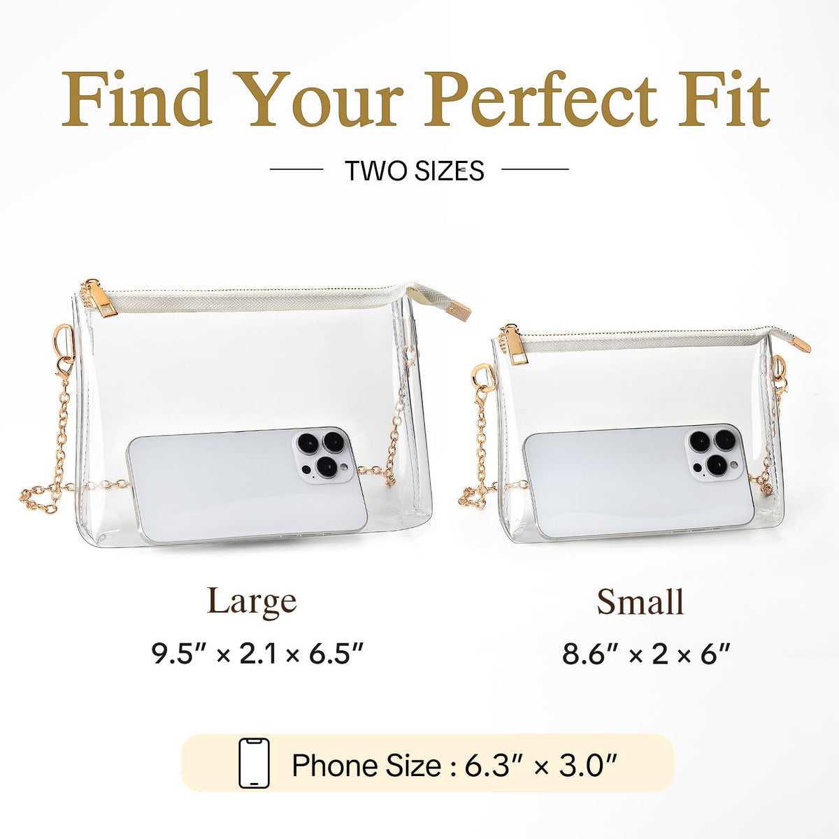 BS-VOG Clear Purse for Women - Stadium Approved Small Crossbody Bag with Zipper, Clear Stadium Bag for Concerts, Sports