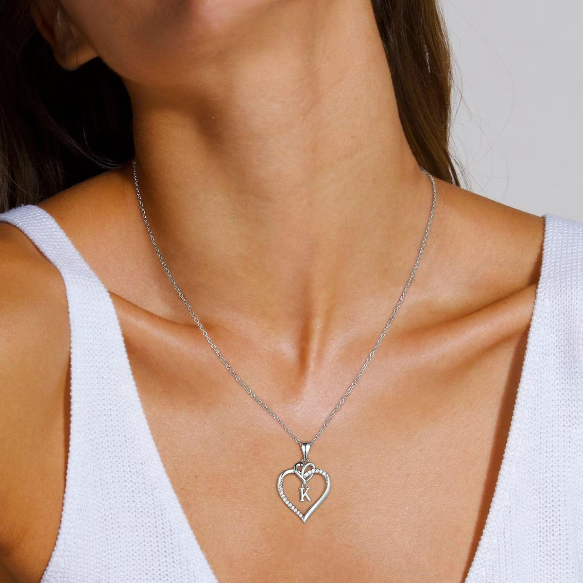 STORUP Heart Initial Necklaces for Women Girls, 14K-Gold-Plated Initial A-Z Heart Necklaces for Teen Girl Jewelry Birthday Gifts for Girls Women Her Wife Mom