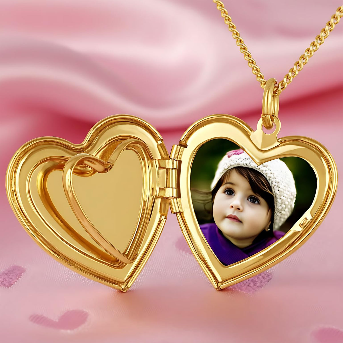 UNCLE LOL Vintage Silver Heart Locket Necklace – Engraved Photo Pendant for Women