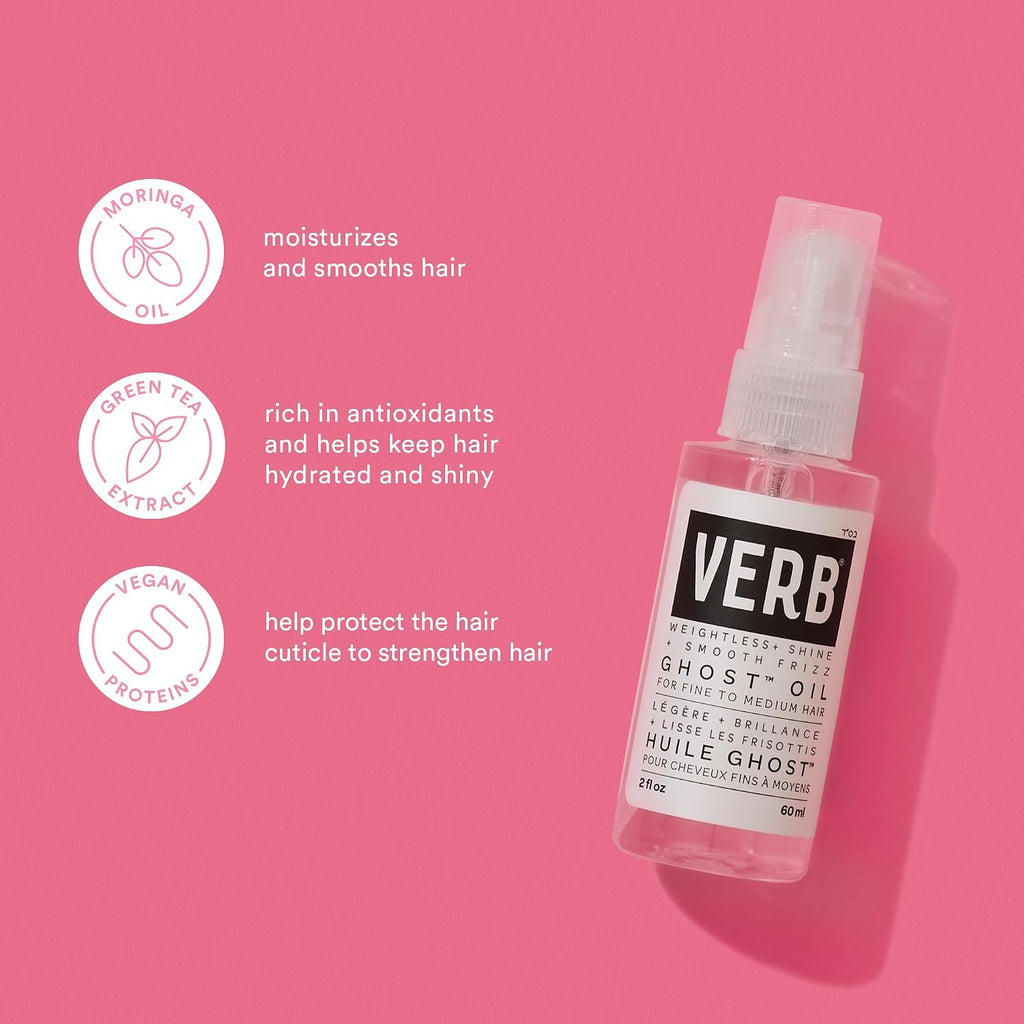 VERB Ghost Oil - Weightless Hair Oil for Fine to Medium Hair - Smooths Frizz, Adds Shine - No Parabens, Gluten or Harmful Sulfates