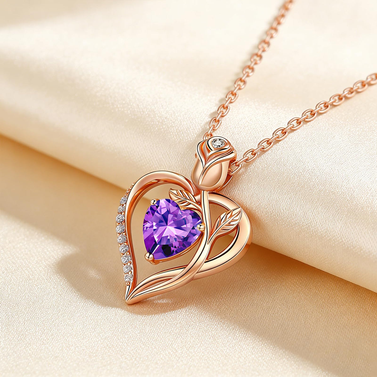 Women's Heart Pendant Necklace – 1.2CT Moissanite or Lab-Grown Sapphire, Ruby & Emerald