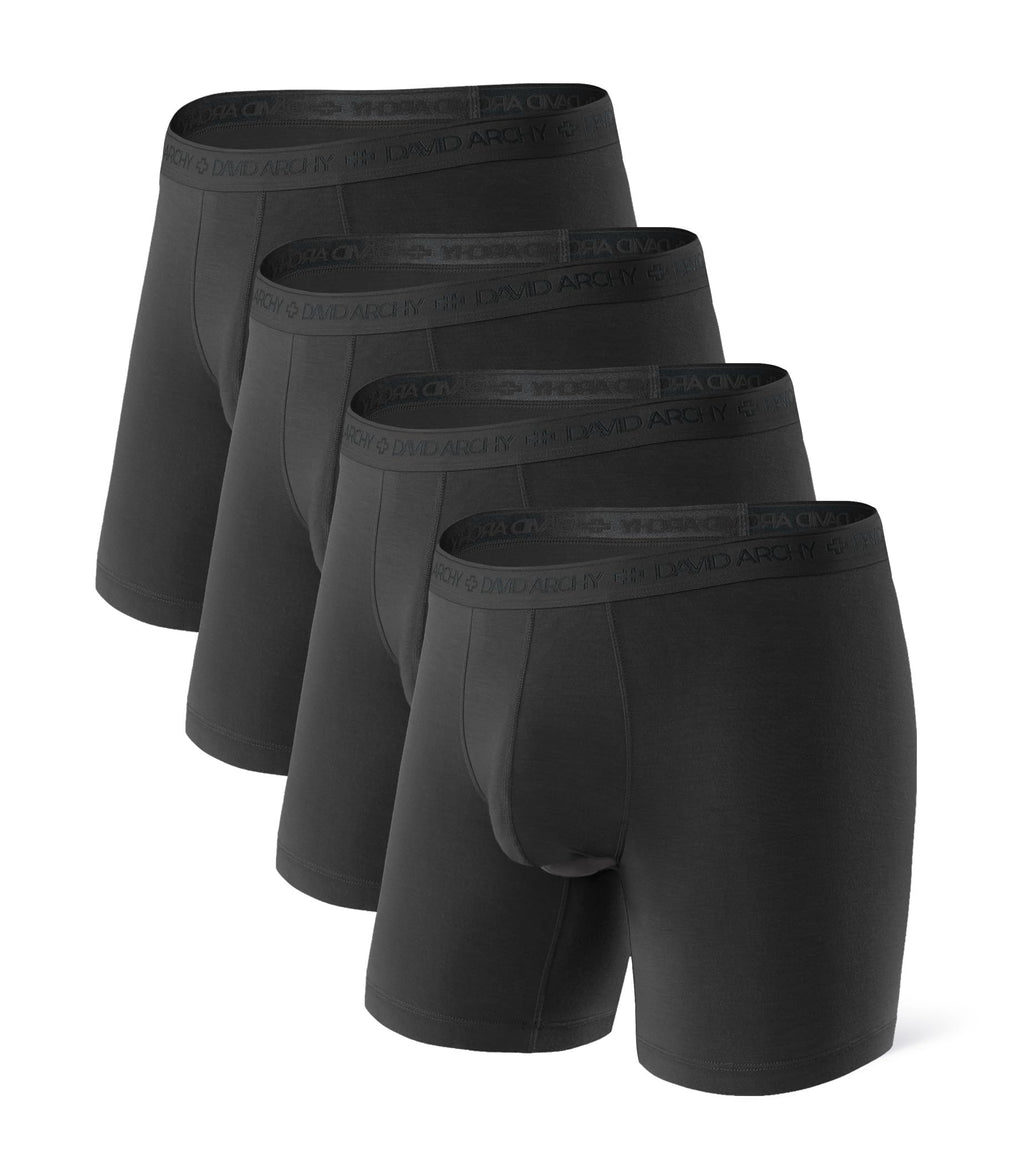 DAVID ARCHY Men's Underwear Modal Boxer Briefs Trunks Multi-Pack | Dual Pouch with Fly, Ultra Soft Second Skin Feel, Breathable Stretch Spandex, Anti Chafing, Daily Lounging Work Travel