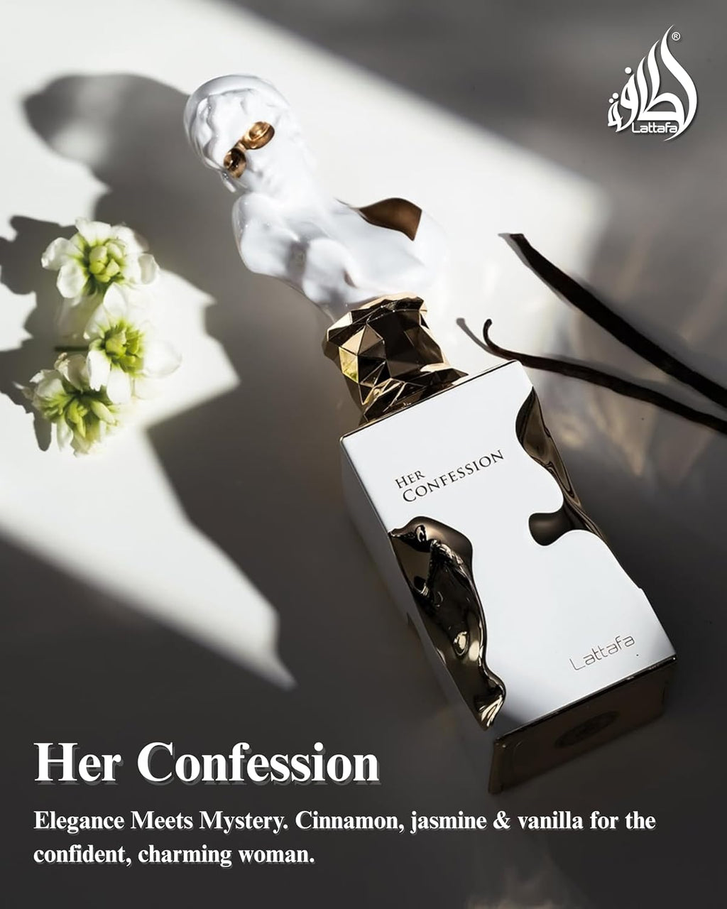 Lattafa Her Confession - Vanilla, Floral, Amber, Musk - Eau de Parfum Long-Lasting Fragrance for Women, 3.40 Ounce / 100 ml