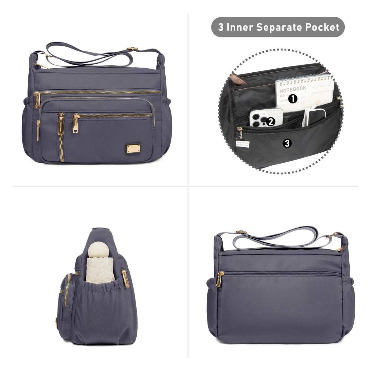 NPBAG Crossbody Bag for Women, Shoulder Purse Handbag Messenger Bag, Trendy Pocketbooks, Waterproof and Multi-Pockets