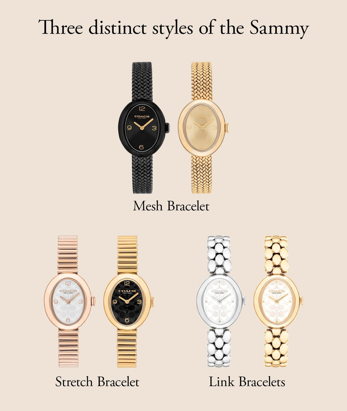 COACH Women's Sammy 2H Quartz Bracelet Watch, 22.5mm Petite Oval Case, Premium Fashion, Everyday Wear - Gift for Her