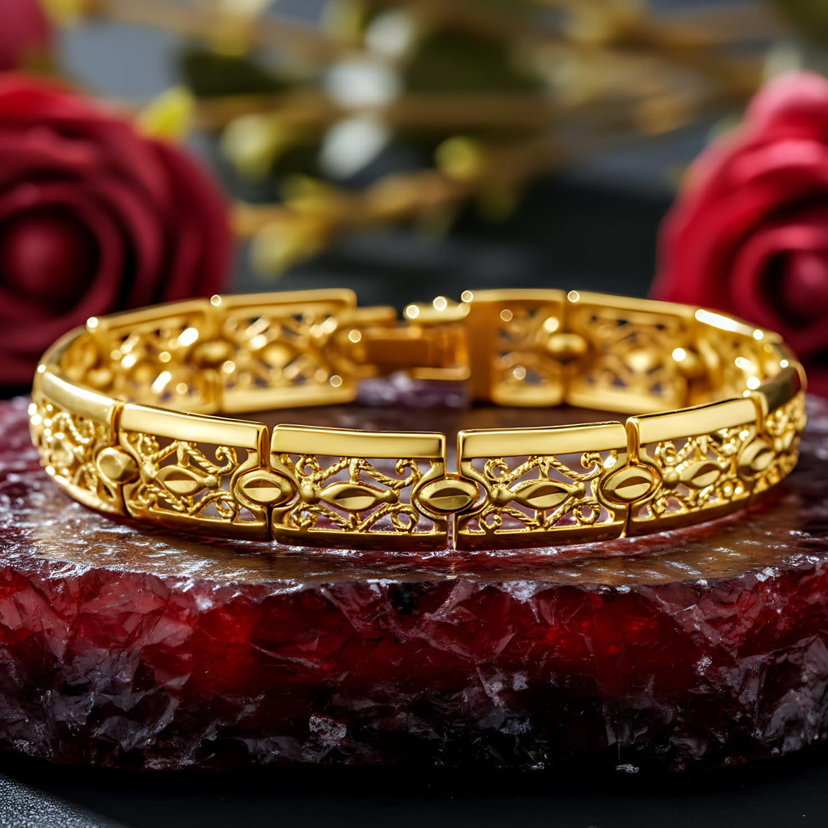 UNCLE LOL Luxury Vintage Gold Filigree Bracelet – Premium Gold-Plated Statement Jewelry