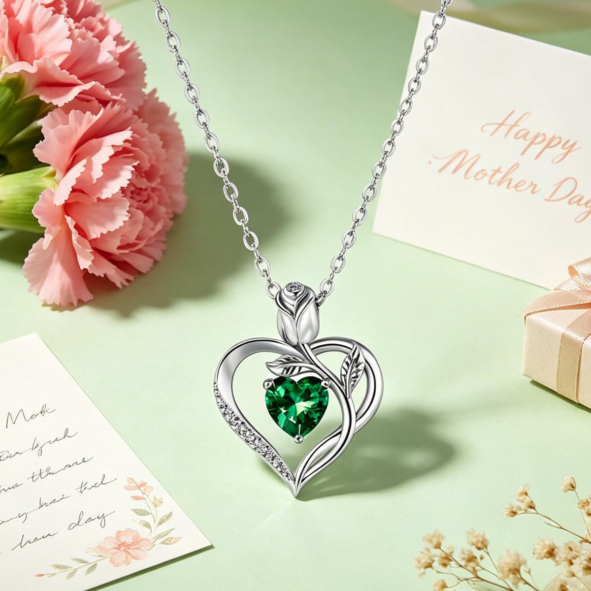 Women's Heart Pendant Necklace – 1.2CT Moissanite or Lab-Grown Sapphire, Ruby & Emerald