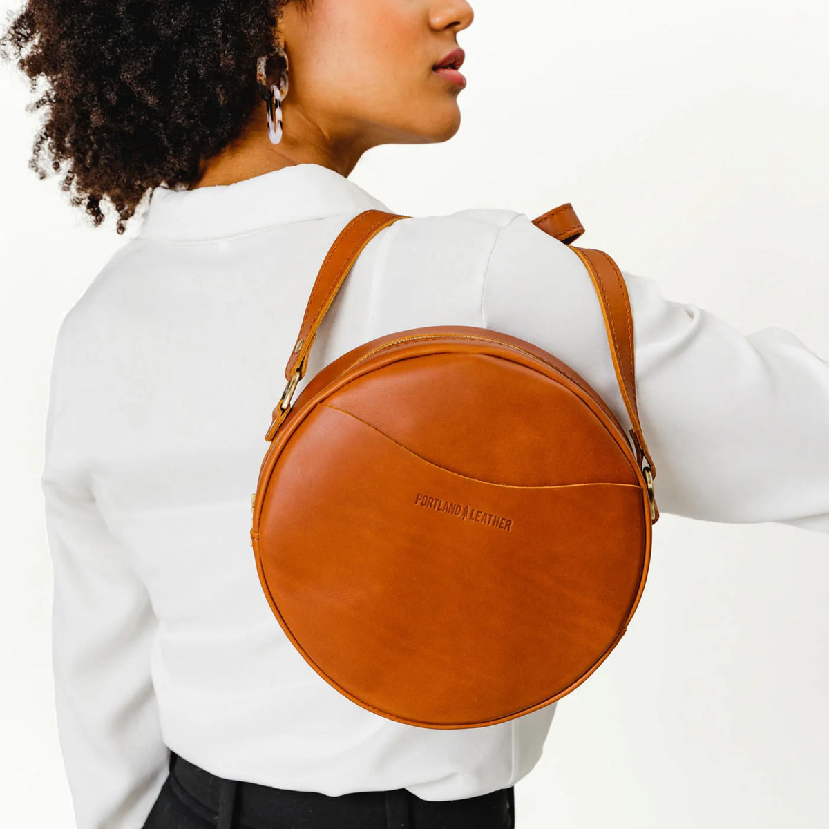 Portland Leather Goods Circle Crossbody Bag for Women – Handmade from the Finest Full-Grain Hides