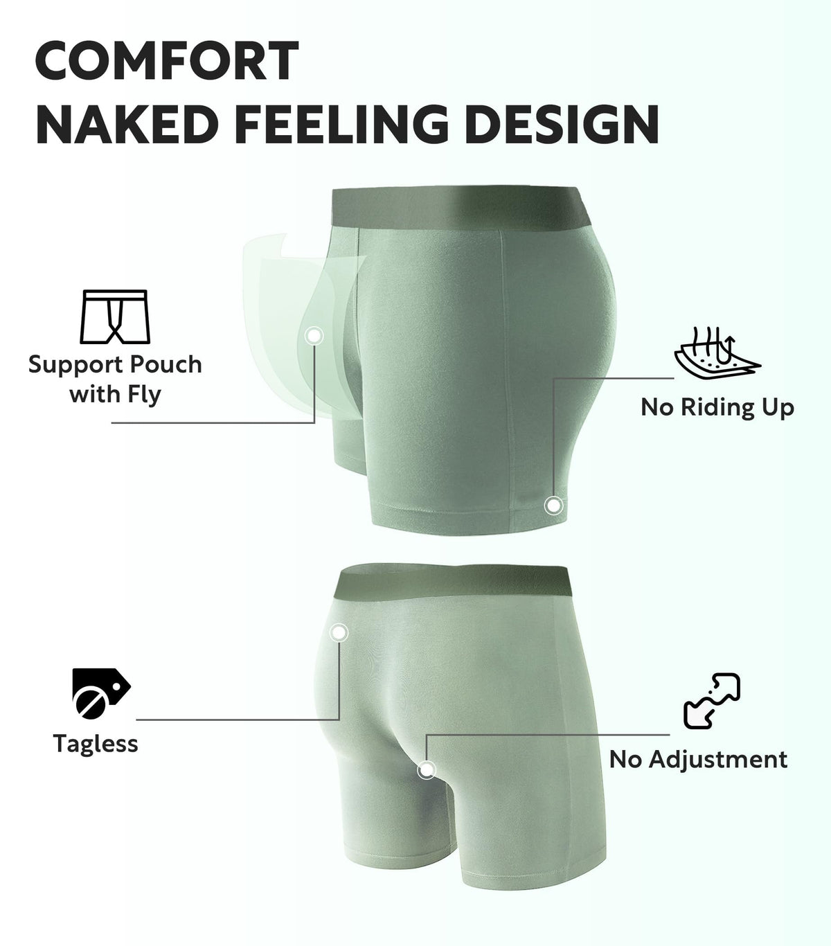 DAVID ARCHY Men's Ultra Soft Underwear Modal Boxer Briefs Slim Fit 6.5" | Second Skin Fabric Breathable, Smooth Low-Profile Waistband, Easy Access Side Fly, Tagless Anti Chafing for All-day Comfort