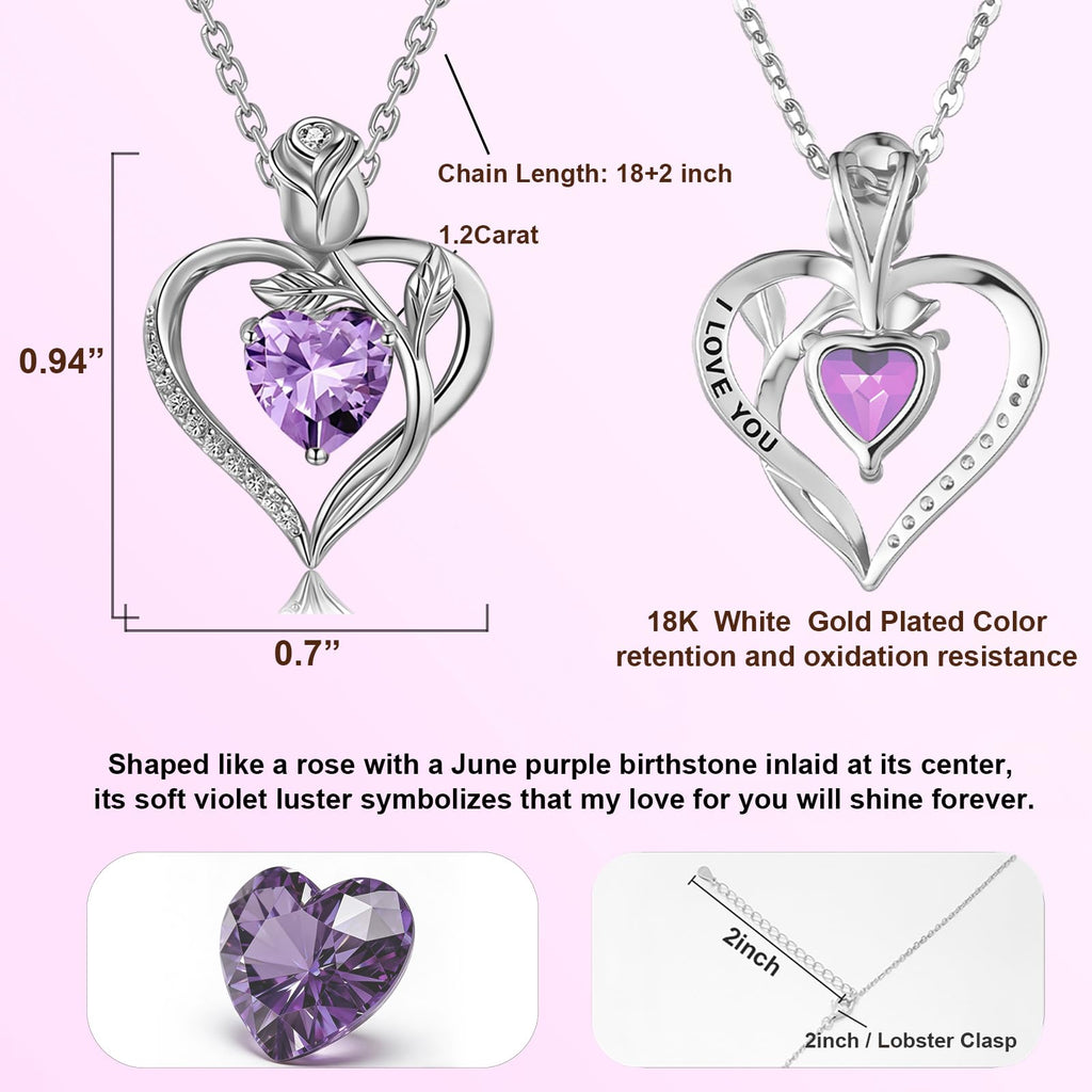 Women's Heart Pendant Necklace – 1.2CT Moissanite or Lab-Grown Sapphire, Ruby & Emerald