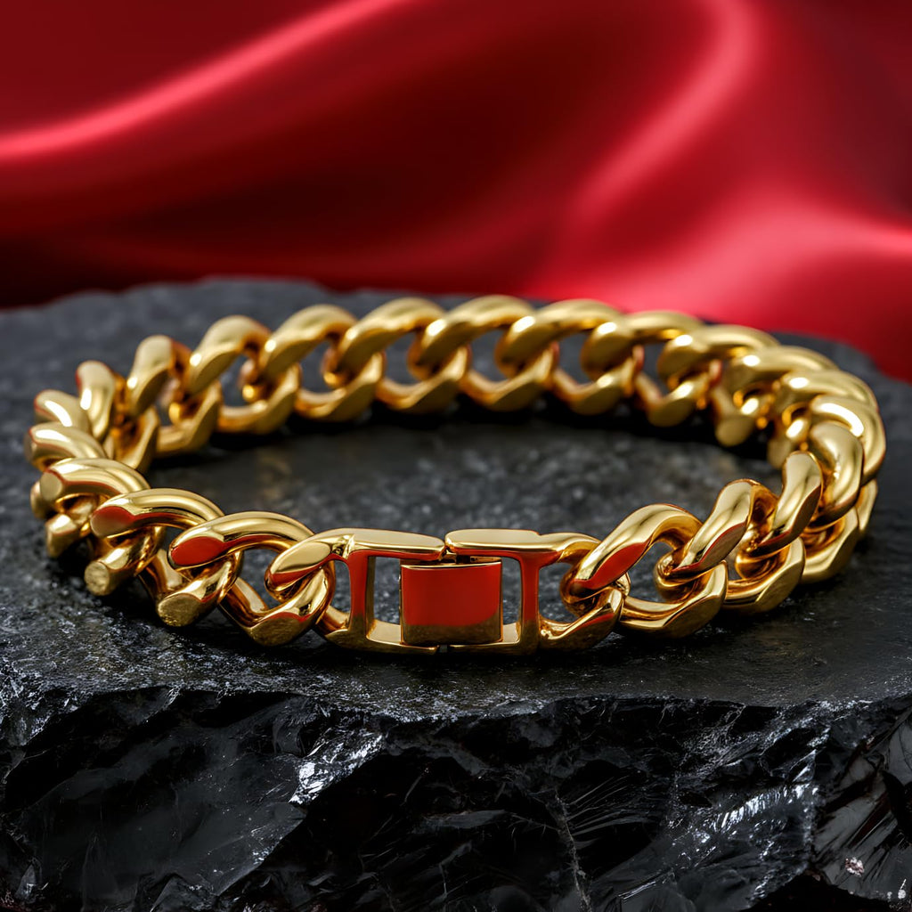 UNCLE LOL Premium Gold Cuban Link Bracelet – Tarnish-Resistant Gold-Plated Stainless Steel